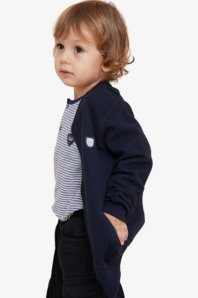Breeze Boy's Cardigan Basic with Pockets and Emblem, Age 2-6, Navy Blue