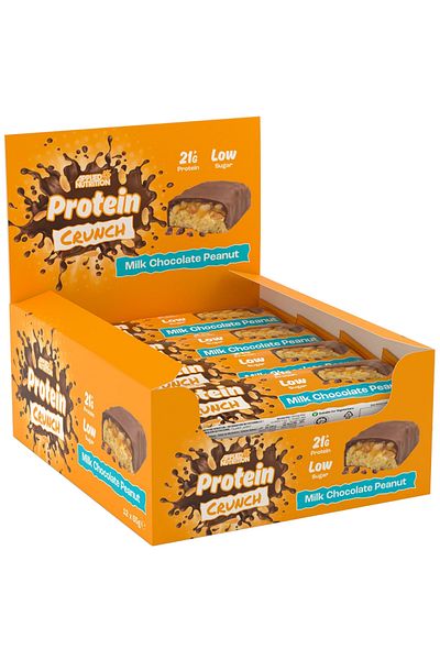 applied nutrition Protein Crunch Bar, Milk Chocolate Peanut, Box of 12 Bars