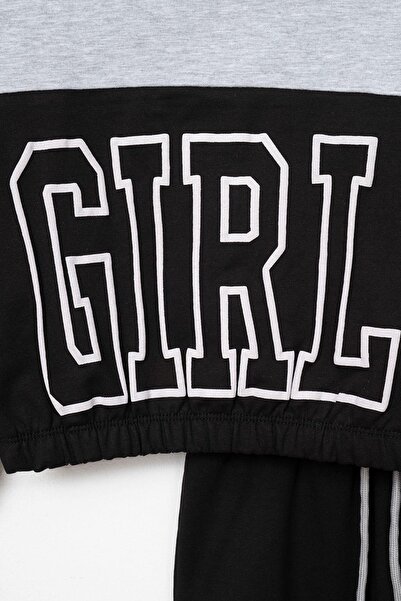 zepkids Crew Neck Long Sleeve Gray Color Girl's Tracksuit Set