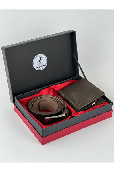 Rse Leather Goods Erkek %100 Deri Kemer Cüzdan Anahtarlık Set - 3'lü Set