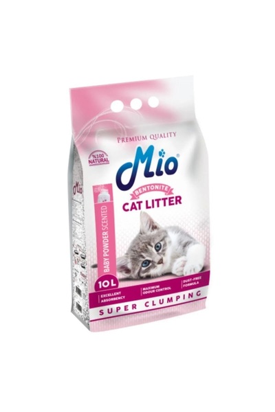 Mio 10 litre İnce Taneli Bebek Pudrası Kokulu Bentonit Kedi Kumu