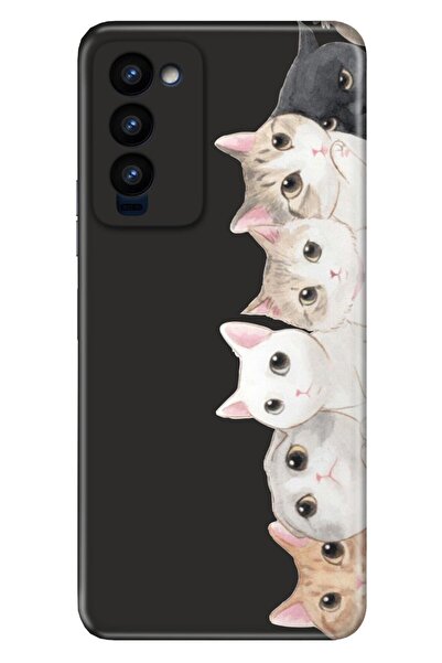 TECNO Camon 18 Uyumlu Kılıf Colored Resimli Silikon Pisi Pisi Kedi