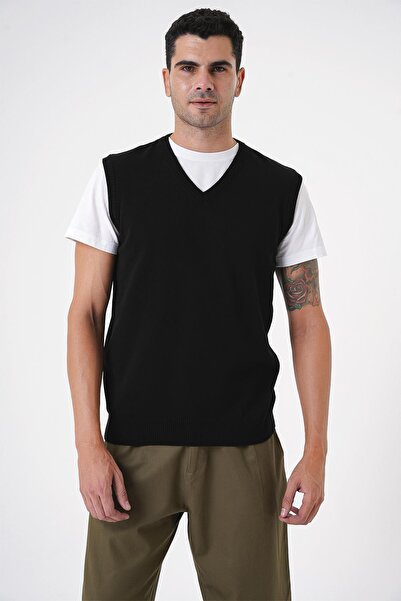 CHUBA V-Neck Black Knitwear Sweater - Men's Regular Fit 25W2001