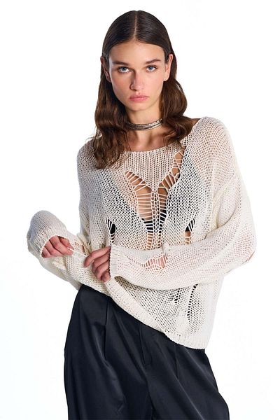 SHERIN Ecru Detailed Knitwear Sweater