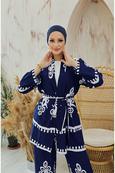 EBRUTESETTÜR Viscose Hijab - Marina Patterned Double Set