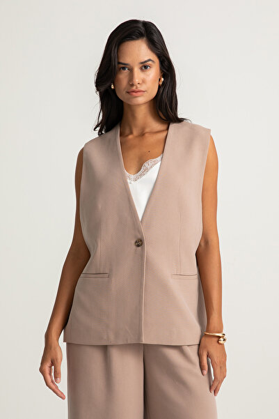 boneqa barcelona Cep Detaylı Vizon Yelek