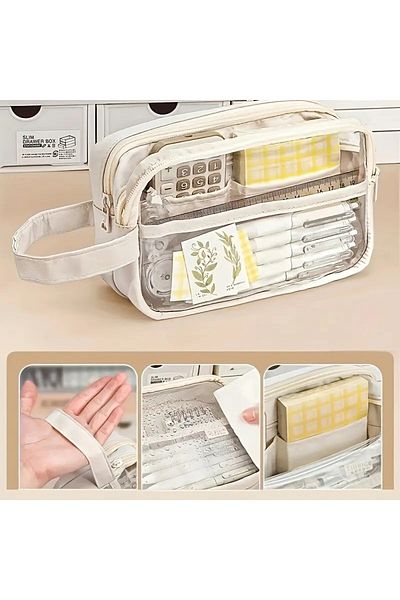 Areos Large and Large Capacity Pencil Case, Makeup Bag Handheld Pencil Case