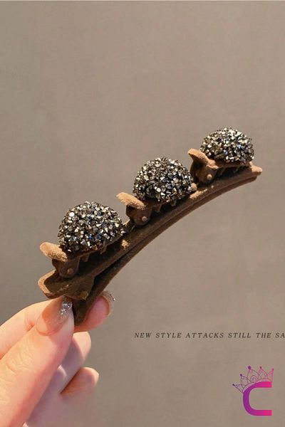 Cinderella Coffee Color Mini Jewelled Soft Velvet Hair Twister - Side Hair Clip