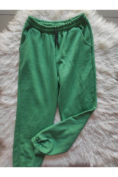 Sublime Butik Pantaloni de sport unisex, groși, verzi, cu picioare elastice