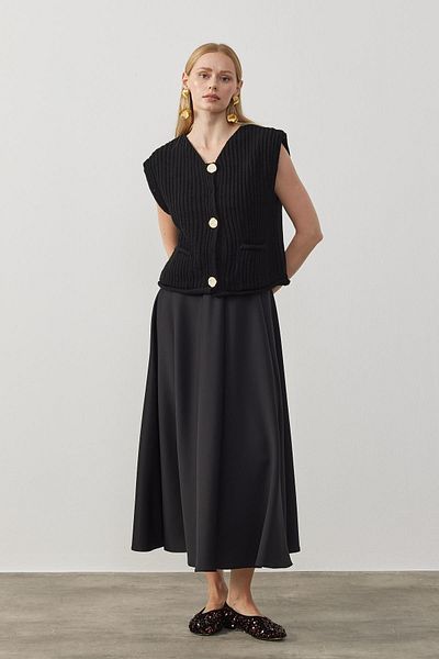 Telablanka Riley Gold Anthracite Knitted Sweater - Buttoned_Anthracite