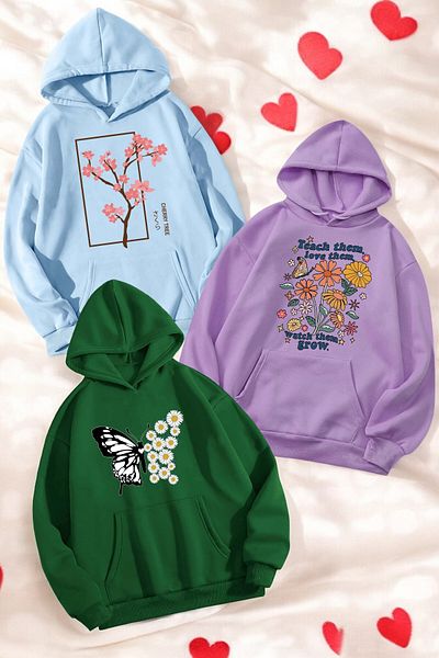 uyguntarz Balení 3 potištěných oversize unisex mikiny