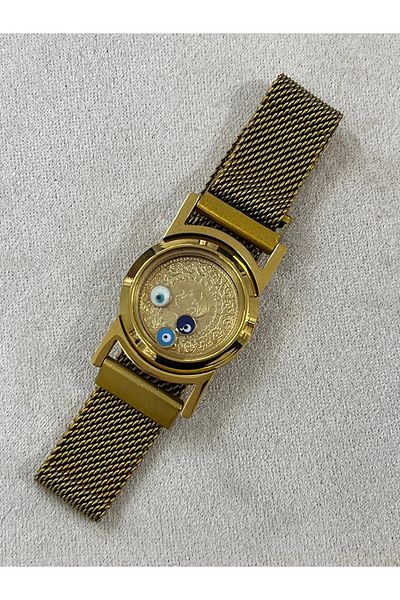 YASİN TOPÇU Steel Gold Quarter Watch Shaped Gold Color Bracelet