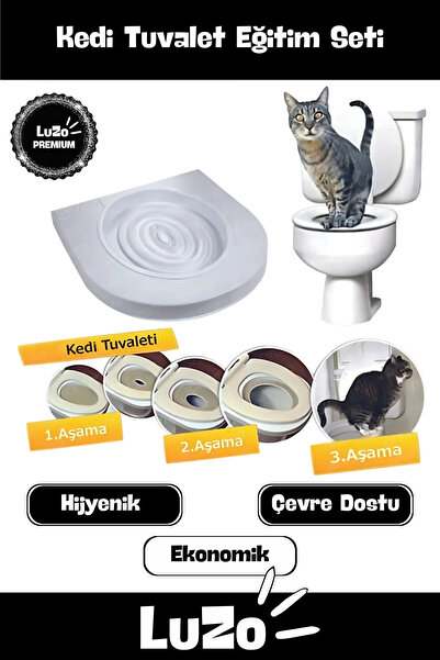 LuZo Premium Seri Klozet Alıştırma Kapağı Kum Kabı Wc Yavru Yetişkin Kedi Hij...