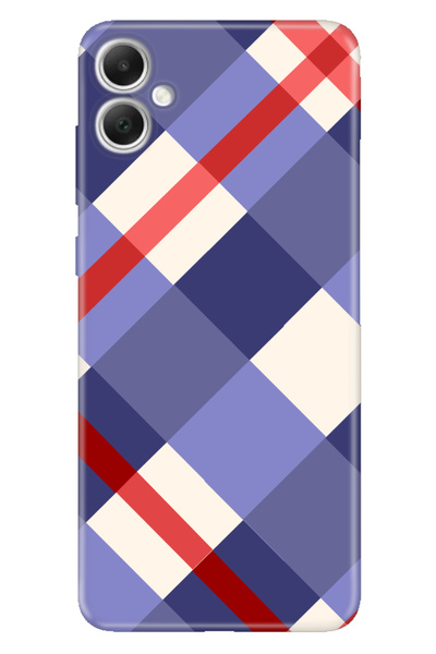 Cekuonline Samsung Galaxy A06 Case A06 Patterned Printed Silicone Blue Plaid