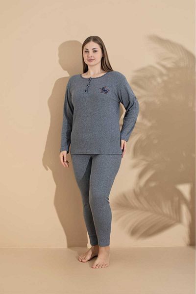 LİLA İÇ GİYİM WINTER WIDE STYLE MOTHER LONG SLEEVE PAJAMA SET