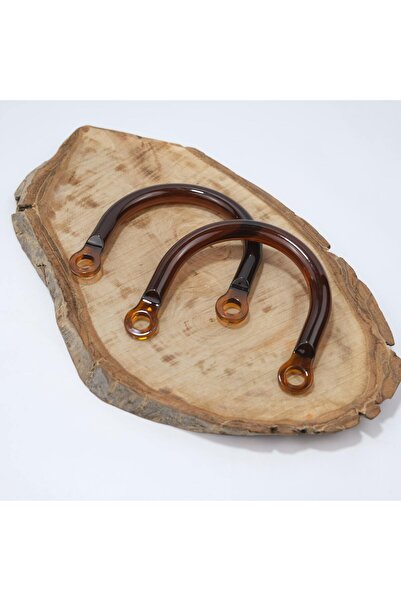 Prestij Boncuk Kahverengi Plastik Çanta Sapı Çifti