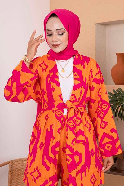 EBRUTESETTÜR Cagla Patterned Double Set