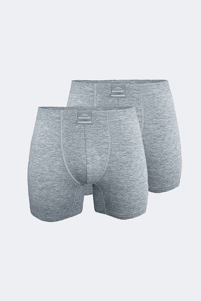 Malabadi Ανδρικό γκρι 2 Pack βαμβακερό Elastane Long Boxer 073