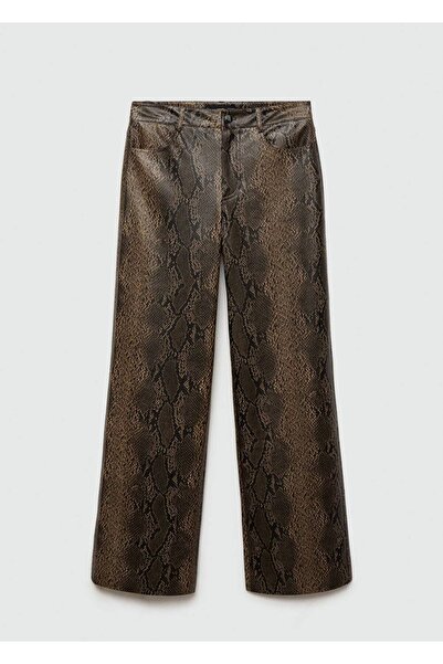 MANGO Woman Pantaloni cu efect de piele de șarpe cu croială dreaptă
