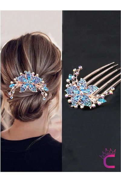 Cinderella Μπλε Ειδικού Σχεδιασμού Rhine-Stone Crystal Knot - Κομψή γυναικεία αγκράφα χτένας