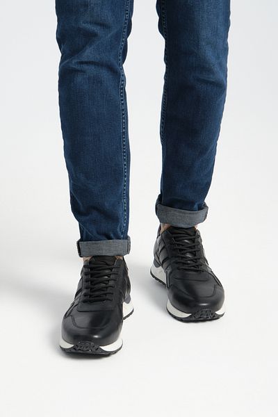 MAG FASHİON Pantofi sport negri pentru bărbați din piele naturală, ortopedici, în interior și în exterior, pantofi din piele originală, talpă termică