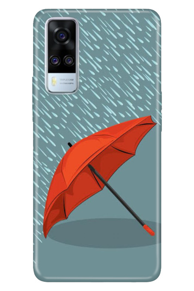 vivo Y51 Uyumlu Kılıf Desenli Baskılı Silikon Kırmızı Şemsiye