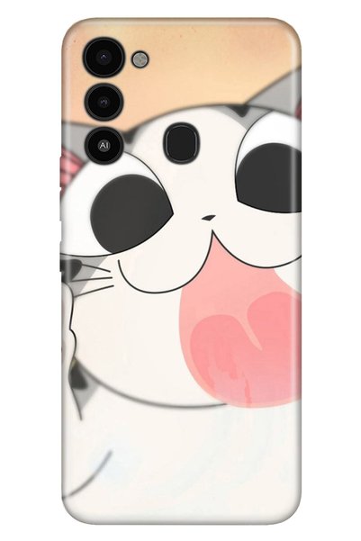 TECNO Spark 8c Kılıf Silikon Moderna Desenli Şişko Kedi