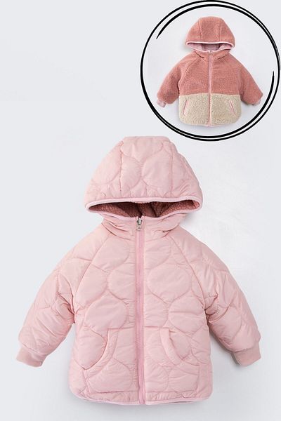 Midimod Gold 2-10 Years Double Sided Hooded Thick Winter Girl's Coat