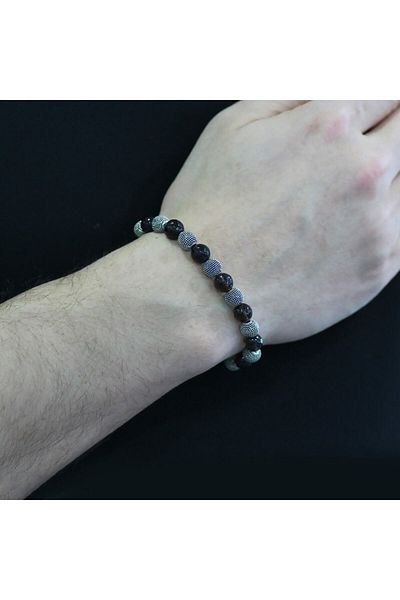 Tesbihane Faceted Quartz Metal Combination Sphere Cut Natural Stone Bracelet