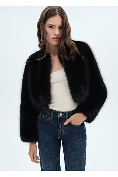 MANGO Woman Jacke in Pelzoptik