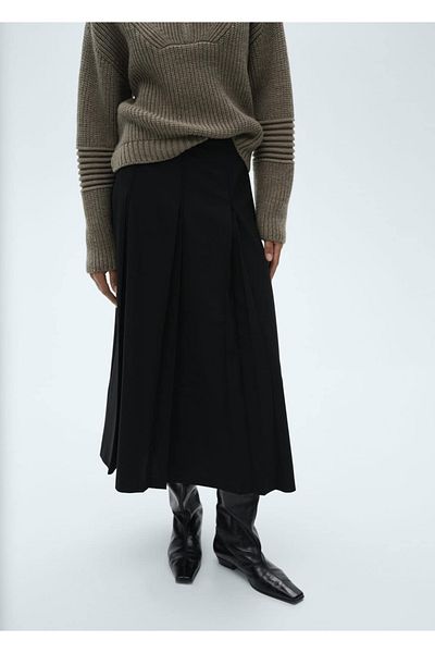 MANGO Woman Large Pleated Midi Skirt