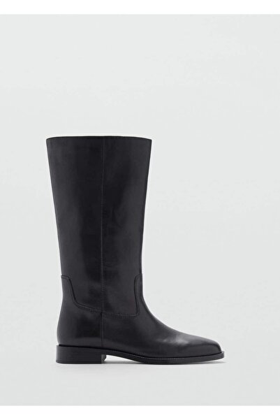 MANGO Woman Μακριές δερμάτινες μπότες