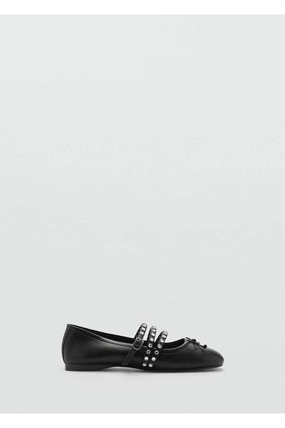 MANGO Woman Ballerinas with Straps and Studs