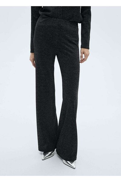 MANGO Woman Glitter Knitwear Flared Trousers
