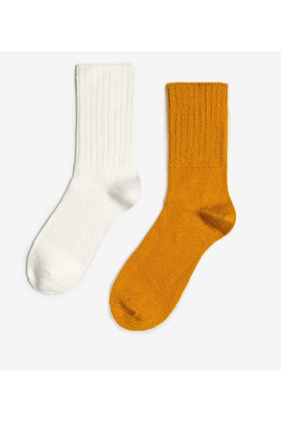 ZvM 2-Piece Scented Mustard White Socket Sleep Socks