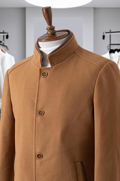 Salihtarzz Men's Coat Cashmere Cashmere Tan Sd41059