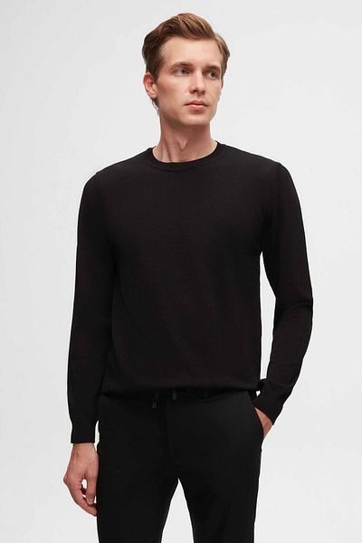 Twn Slim Fit Μαύρο Πλεκτό Πουλόβερ
