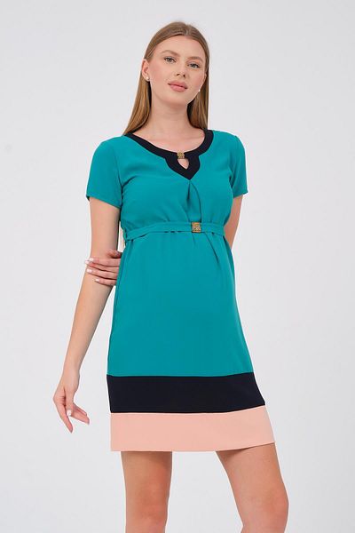 BUSA Rochie de maternitate cu mânecă scurtă cu model bloc verde