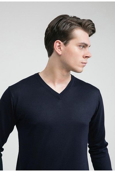 D'S Damat Пуловер от памучен трикотаж Ds Damat Regular Fit в тъмносин цвят