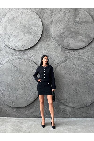 Butik Şenel Cep Detaylı Etek Ceket Takım