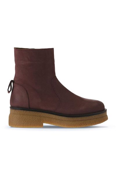 Bueno Shoes Дамски ботуши от тъмно бордо набук - плосък дизайн 01wv0202