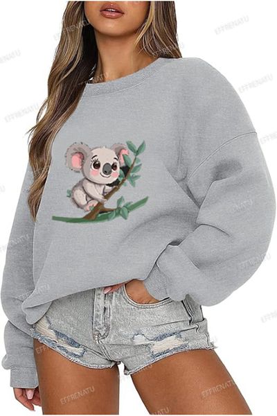 EFFRENATU Γυναικείο φούτερ με λαιμόκοψη Basic Oversize