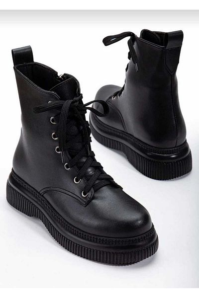 DS AYAKKABI Μαύρο Skin Γυναικείο Bootie με φερμουάρ