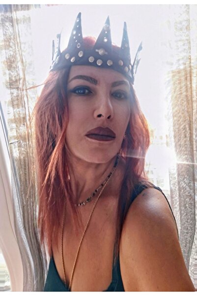 Siyah Hakiki Deri Gotik Hallowen Taç