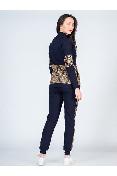 BUSA Pregnant Leopard Detailed Tracksuit Navy Blue