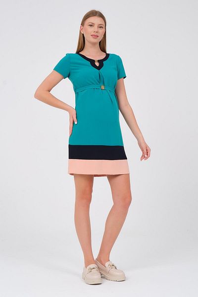 BUSA Rochie de maternitate cu mânecă scurtă cu model bloc verde