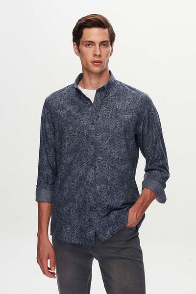 D'S Damat Πουκάμισο Ds Damat Slim Fit Indigo Printed