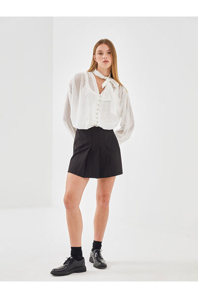 LC Waikiki Women's Pleated Skirt with Zippered Waist