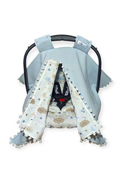 Birmelek غطاء عربة أطفال من الموسلين ذو طبقة مزدوجة منقوشة على الوجهين - وساد...