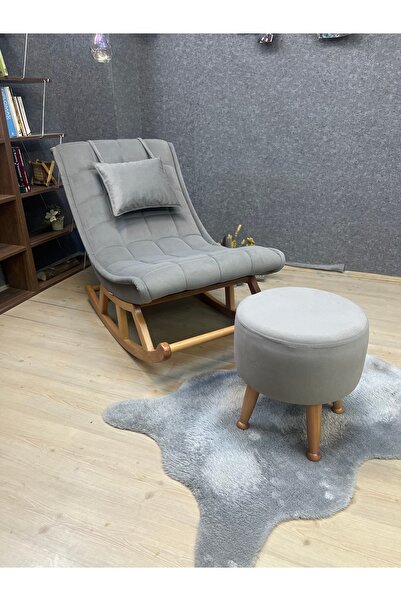 Asedia Miskin Naturel Kül Gri Sallanan Sandalye Dinlenme Emzirme Baba Tv Okum...